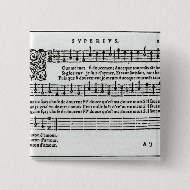Gedicht zur Musik durch Jean Antoine de Baif Button (Vorderseite)