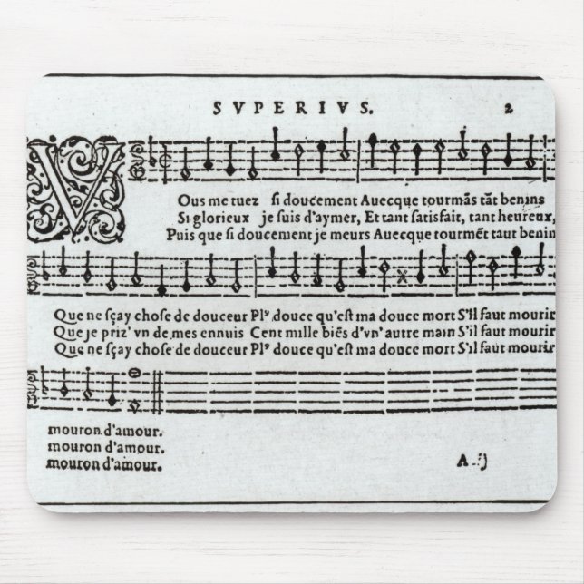 Gedicht zur Musik durch Jean Antoine de Baif Mousepad (Vorne)