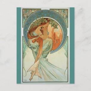 Gedichte von Alfons Mucha - Art Nouveau Postkarte