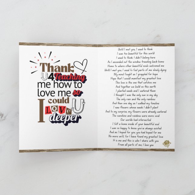 Gedichtete Soul-Liebe-Verbindungskarte 1 Dankeskarte (Innenseite)