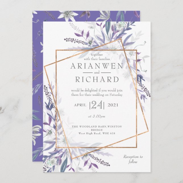 Gedichtgarten geometrisch einladung (Vorne/Hinten)