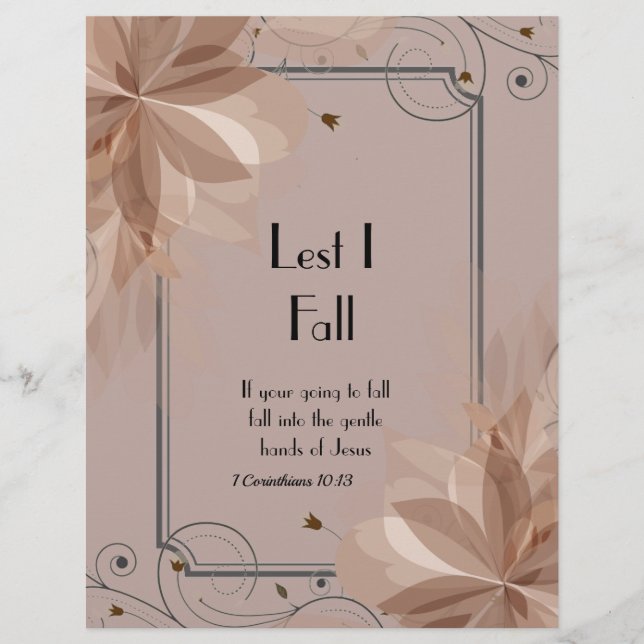 Gedichtpapier personalisiert Lest I Fall (Vorderseite)