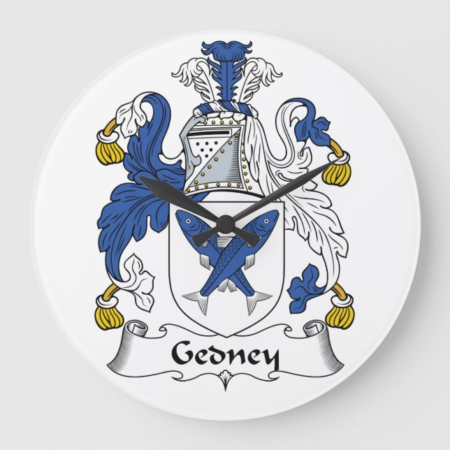 Gedney Familienwappen Große Wanduhr (Vorderseite)