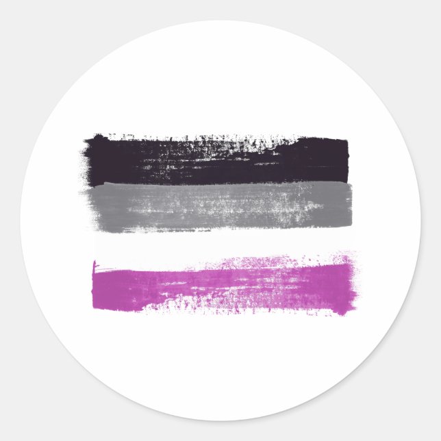 GEDRUCKTE ASEXUELLE PRIDE FLAG RUNDER AUFKLEBER (Vorderseite)