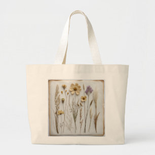 Gedrückte Blumen Botanische Kunst Neutrale Ästheti Jumbo Stoffbeutel