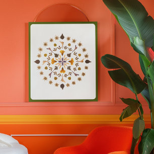 Gedrückte Blumen - Botanische Mandala-Kunst Poster