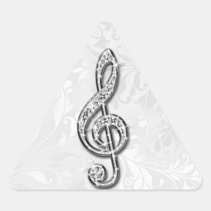 Gedruckte Diamant-Musiknote Floraler Damast Dreieckiger Aufkleber