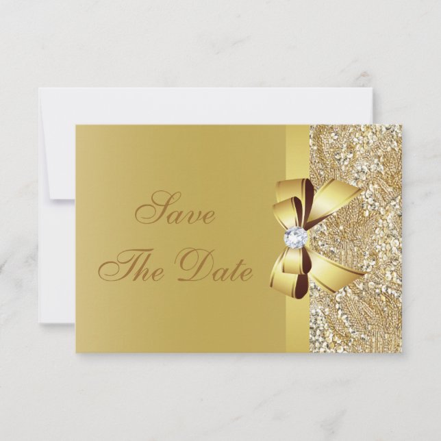 Gedruckte Gold Sequins Save the Date Babydusche (Vorderseite)