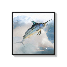 Gedruckte Leinwand mit springendem Marlin