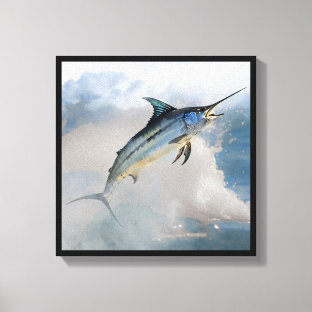 Gedruckte Leinwand mit springendem Marlin (Vorderseite)