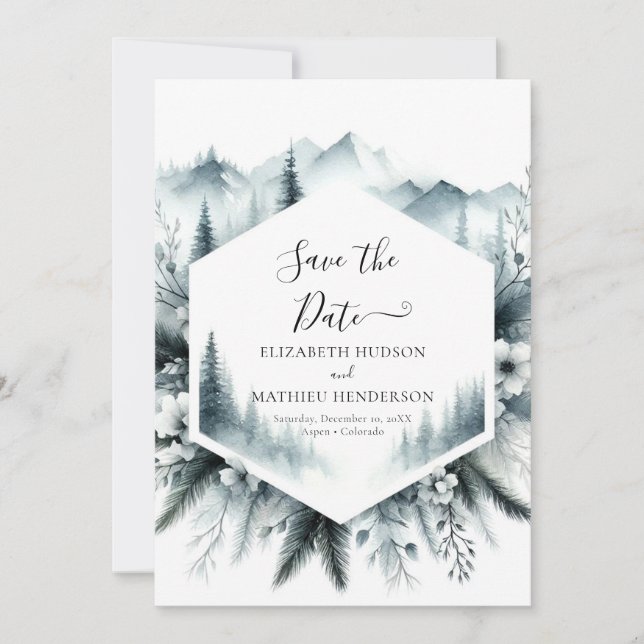 Gedruckte Minimalhochzeit Save The Date (Vorderseite)