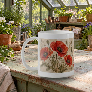 Gedrückte Mohnblumen Gedrückte Blumen Collage Tass Kaffeetasse