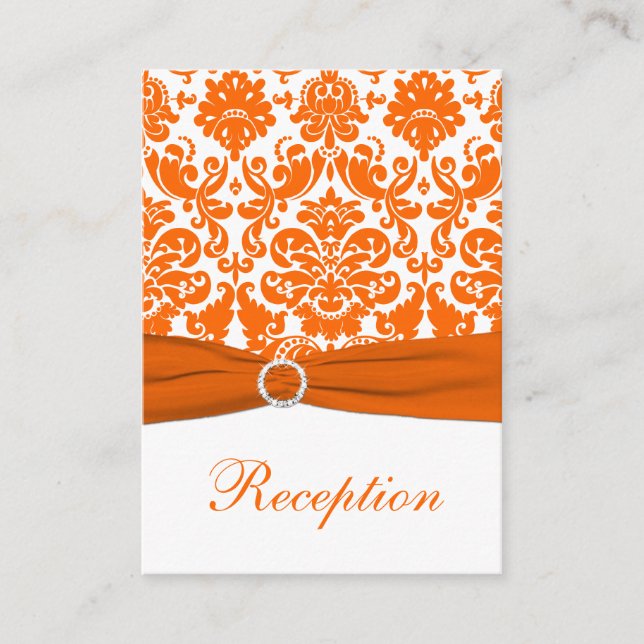GEDRUCKTE RIBBON Orange Damask Einsteckkarte Begleitkarte (Vorderseite)