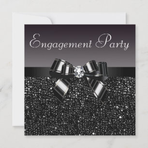 Gedruckte Sequins, Bow & Diamond Engagement Party Einladung