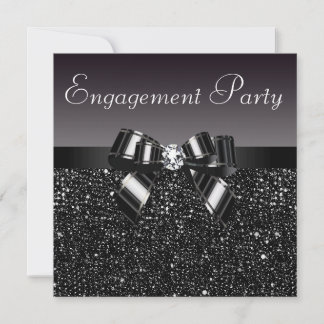 Gedruckte Sequins, Bow & Diamond Engagement Party Einladung