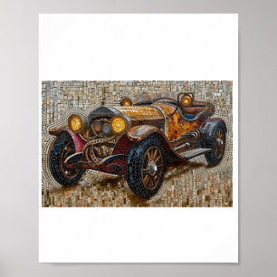 Gedruckte Steampunk Classic Car Imitate Mosaic 027 Poster