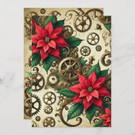 Gedruckte Steampunk-Cogs und -Gears mit Poinsettia Einladung