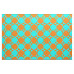 Gedruckte Stoffe, Blue&Orange Quadrate & Circles Stoff