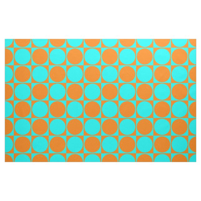Gedruckte Stoffe, Blue&Orange Quadrate & Circles Stoff (Fat Quarter (45,7 x 55,9 cm))