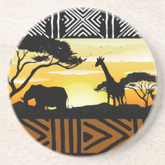Gedruckter Afrikanischer Safari-Szene-Untersetzer Getränkeuntersetzer