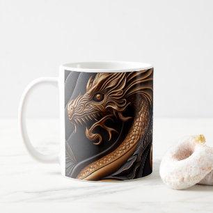 Gedruckter Drache aus 3D-geschliffenem Leder Kaffeetasse