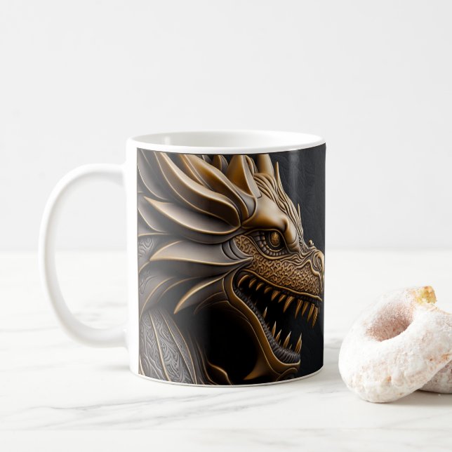 Gedruckter Drache aus 3D-geschliffenem Leder Kaffeetasse (Mit Donut)