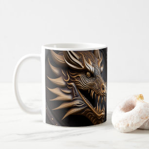 Gedruckter Drache aus 3D-geschliffenem Leder Kaffeetasse