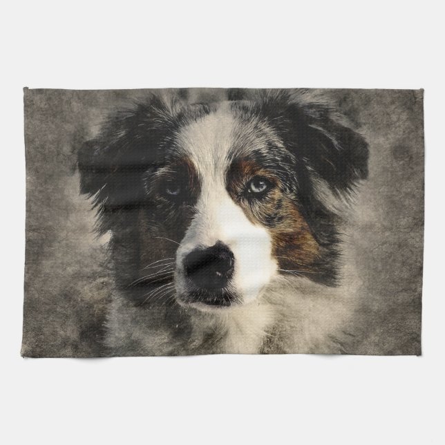 Gedruckter Gemalter Hund Geschirrtuch (Horizontal)
