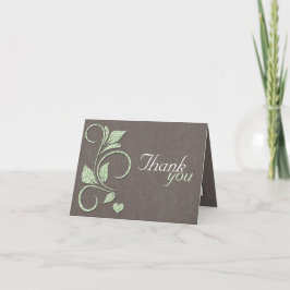 Gedruckter grüner Glitzer Rustikal Dankeschön Kart Dankeskarte