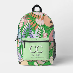 Gedruckter Rucksack: Abstrakte Blätter (grün) Bedruckter Rucksack