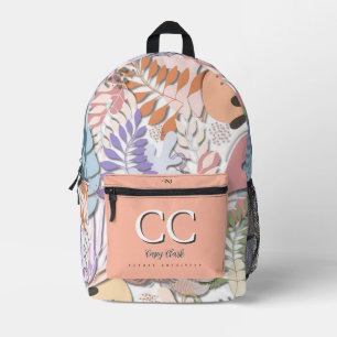 Gedruckter Rucksack: Abstrakte Blätter (weiß) Bedruckter Rucksack