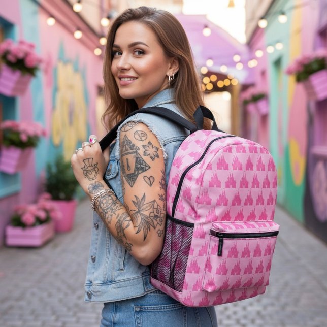 Gedruckter Rucksack im Burgdesign (Von Creator hochgeladen)