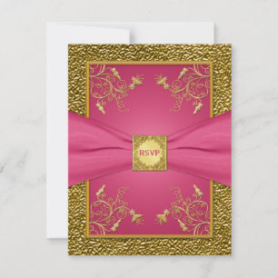 GEDRUCKTES BAND Rosa und Gold Blumen-RSVP-Karte Einladung