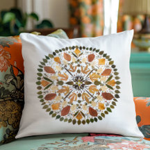 Gedrücktes Blumenmandala l Herbstliche botanische