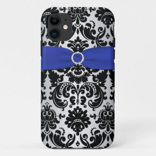 GEDRUCKTES RIBBON Schwarz, Blau, Silver Damask iPh Case-Mate iPhone Hülle