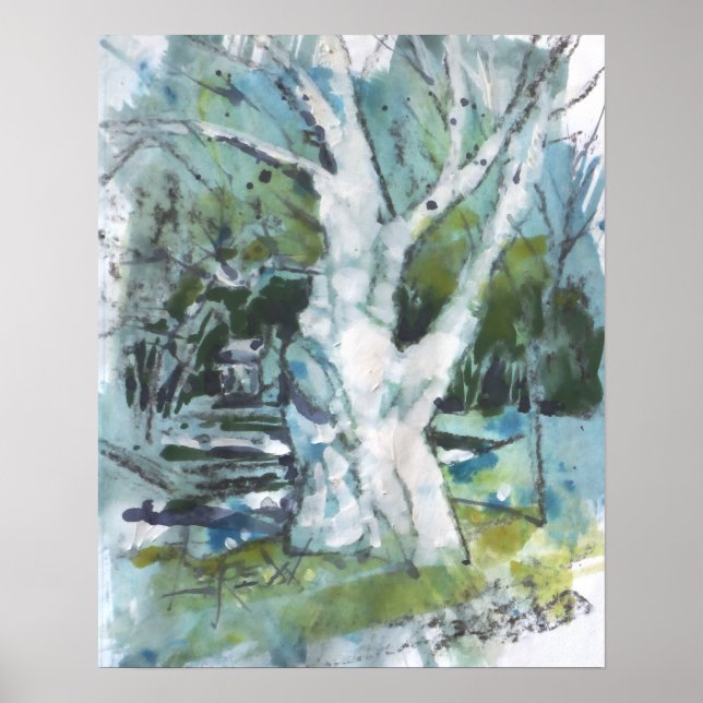 Geduld Baum Malerei / Künstler Larry Lerew Poster (Vorne)