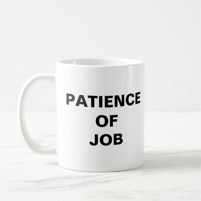 Geduld bei der Tasse des Arbeitskaffees (Links)