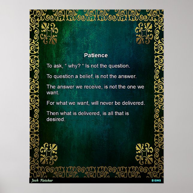 Geduld Poster (Vorne)