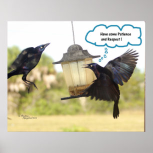 Geduld Respekt Ravens Crows Vogel Print Poster