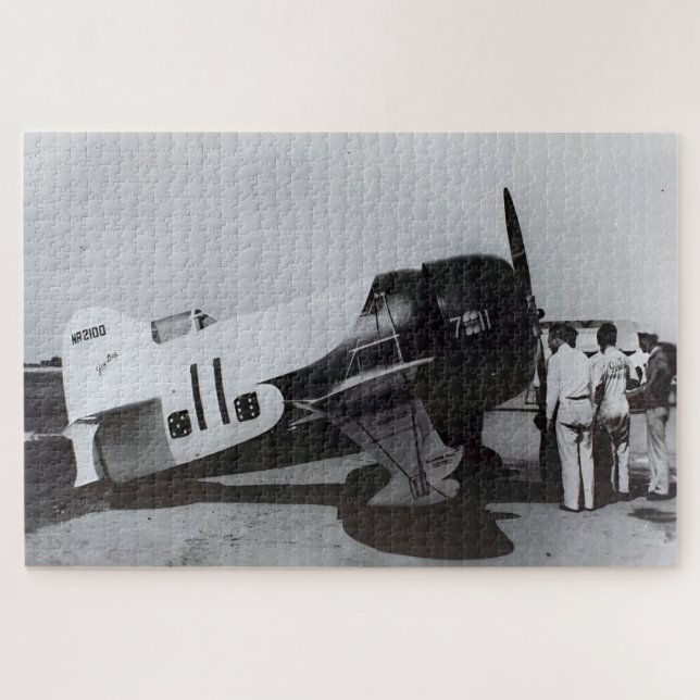 Gee Bee R-1 No.11 - Goldener Luftschiff Puzzle (Horizontal)