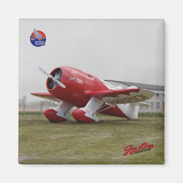 Gee Bee Super Sportster R-2 2 Zoll Square Magnet (Vorne)
