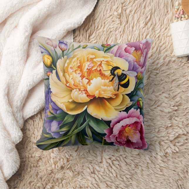 Geeignet entworfene Kissen für Blume und Bienen (Decke)