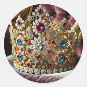 Geeignet für eine Königin - Königin Esther Crown Runder Aufkleber