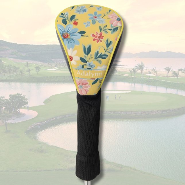 Geeignete Niedliche Retro-Blume für Frauen Golfer Golf Headcover (Custom Chic Retro Flower Gifts for Women Golfers)