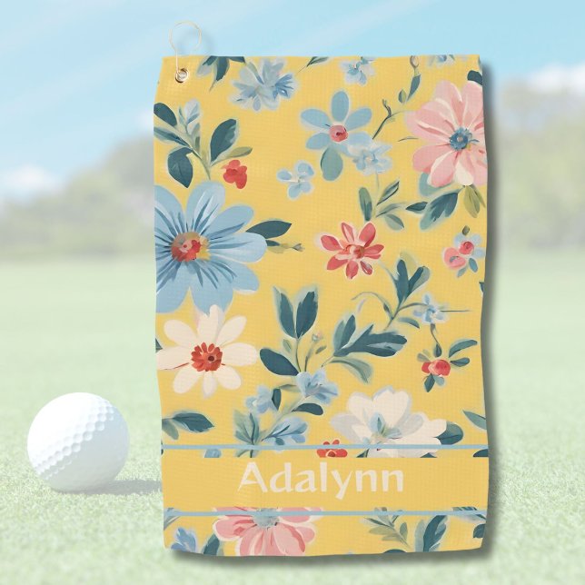 Geeignete Niedliche Retro-Blume für Frauen Golfer Golfhandtuch (Custom Chic Retro Flower Gifts for Women Golfers)