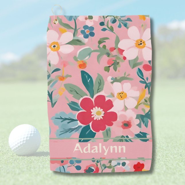 Geeignete Niedliche Vintage Blume Geschenke für Fr Golfhandtuch (Custom Chic Vintage Flower Gifts for Women Golfers)