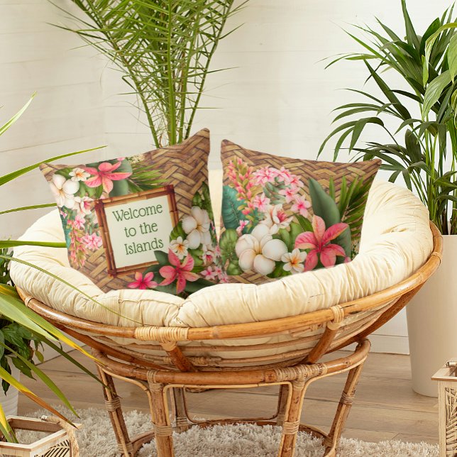 Geeignete Tropen Willkommen auf den Inseln Kissen (Personalize the message on this dreamy tropical island pillow with your own message. )