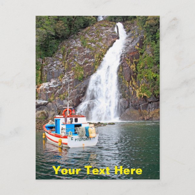 Geeignetes Boot & Wasserfall Postkarte (Vorderseite)