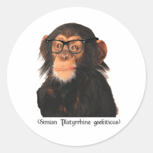 Geek-Affe Runder Aufkleber