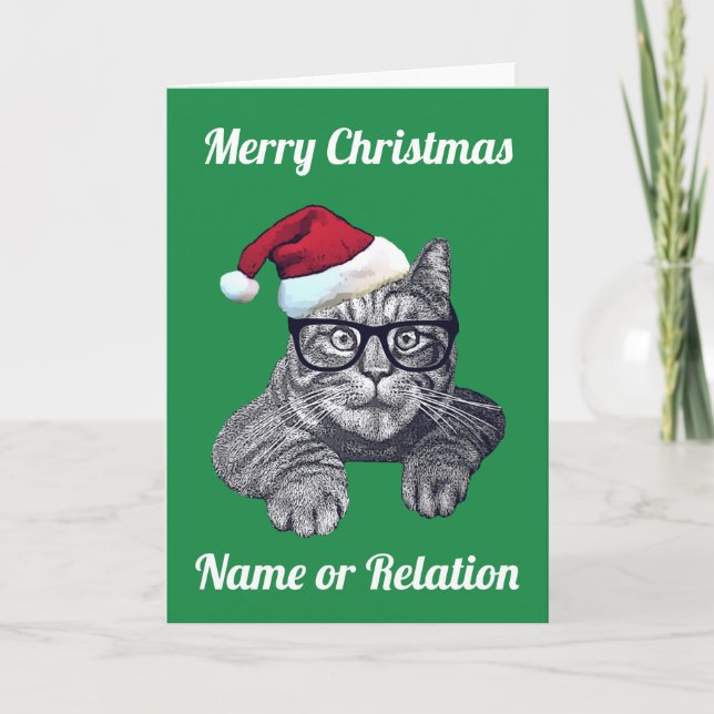 Geek Cat Weihnachtskarte Feiertagskarte (Vorderseite)